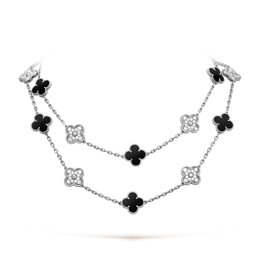 [Lora-Jewelry]CLOVER 20 MOTIFS ONYX DIAMOND SILVER