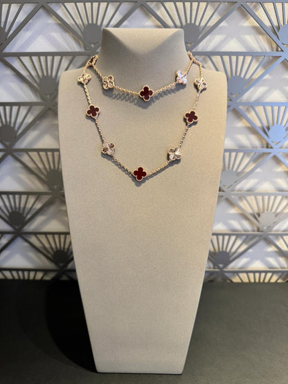 [Lora-Jewelry] COLLIER CORNALINE LASER 20 MOTIFS TRÈFLE