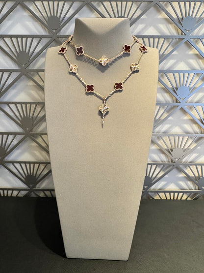 [Lora-Jewelry] COLLIER CORNALINE LASER 20 MOTIFS TRÈFLE