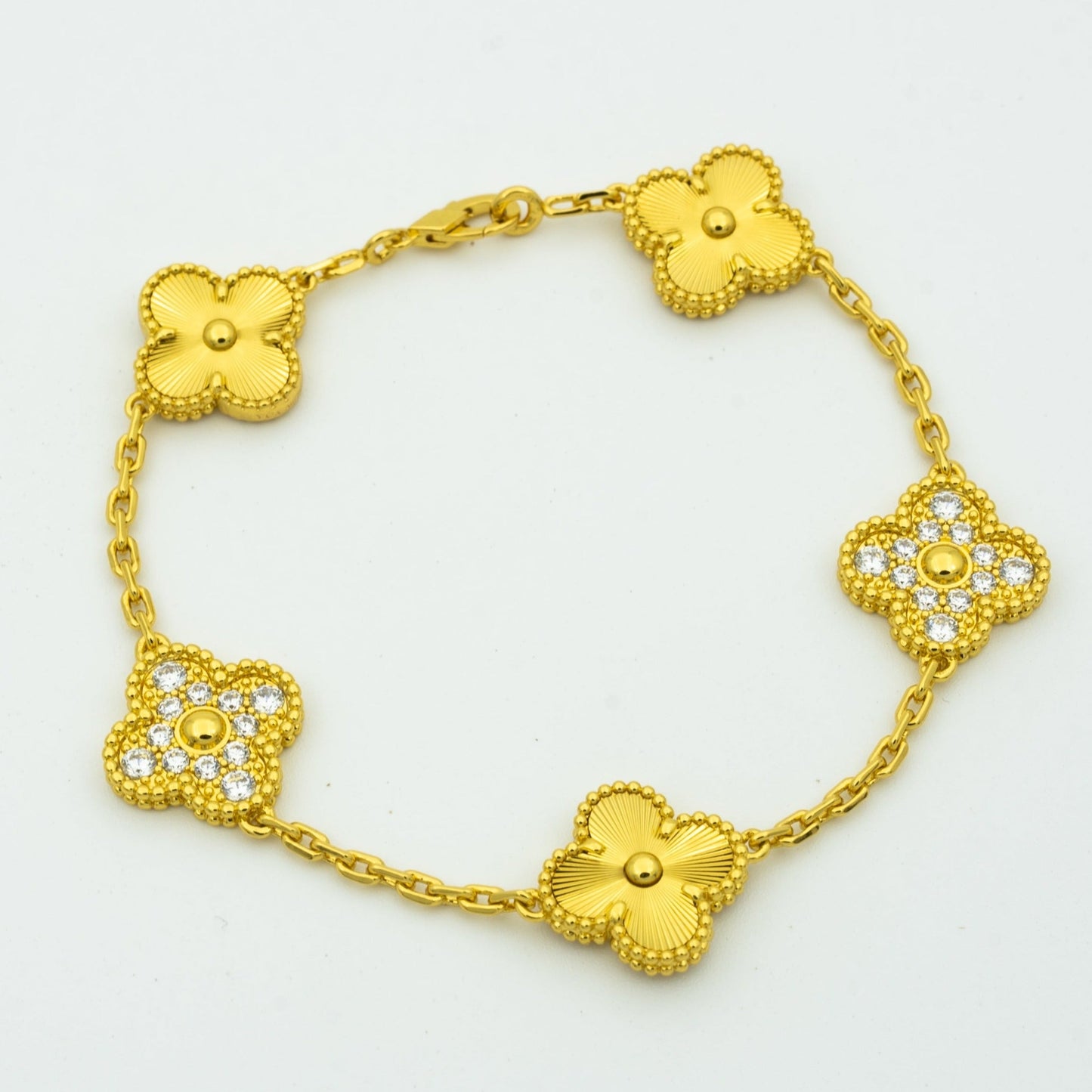 [Lora-Jewelry]CLOVER BRACELET 5 MOTIFS GOLD DIAMOND