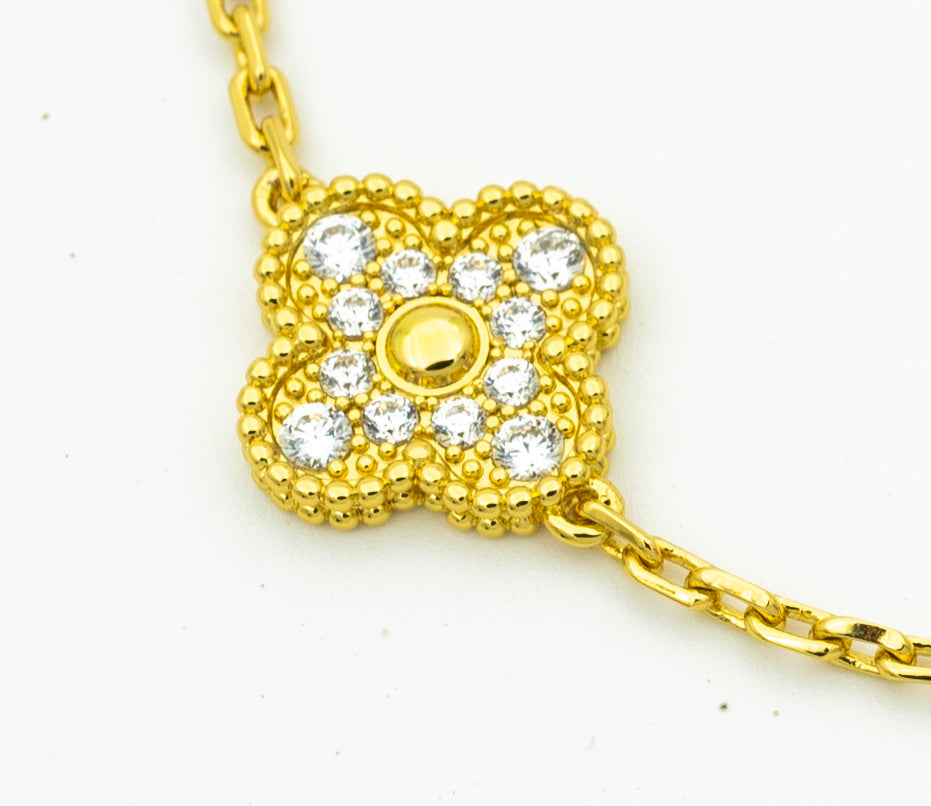 [Lora-Jewelry]CLOVER BRACELET 5 MOTIFS GOLD DIAMOND