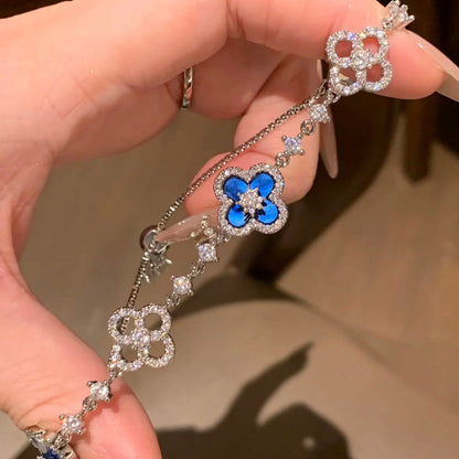 [Lora-Jewelry]BRACELET TRÈFLE 5 MOTIFS ROSE BLEU ROUGE BLANC 