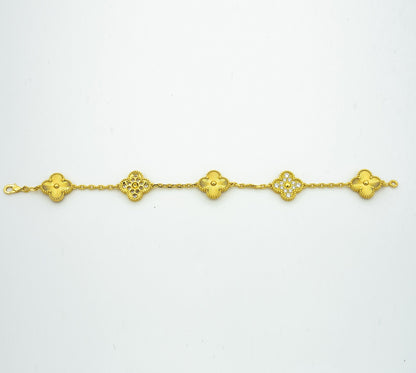 [Lora-Jewelry]CLOVER BRACELET 5 MOTIFS GOLD DIAMOND