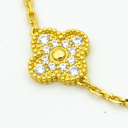[Lora-Jewelry]CLOVER BRACELET 5 MOTIFS GOLD DIAMOND