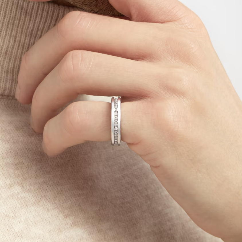 [Lora-Jewelry]ZERO 1 ONE-BAND PAVED DIAMONDS ON THE SPIRAL RING