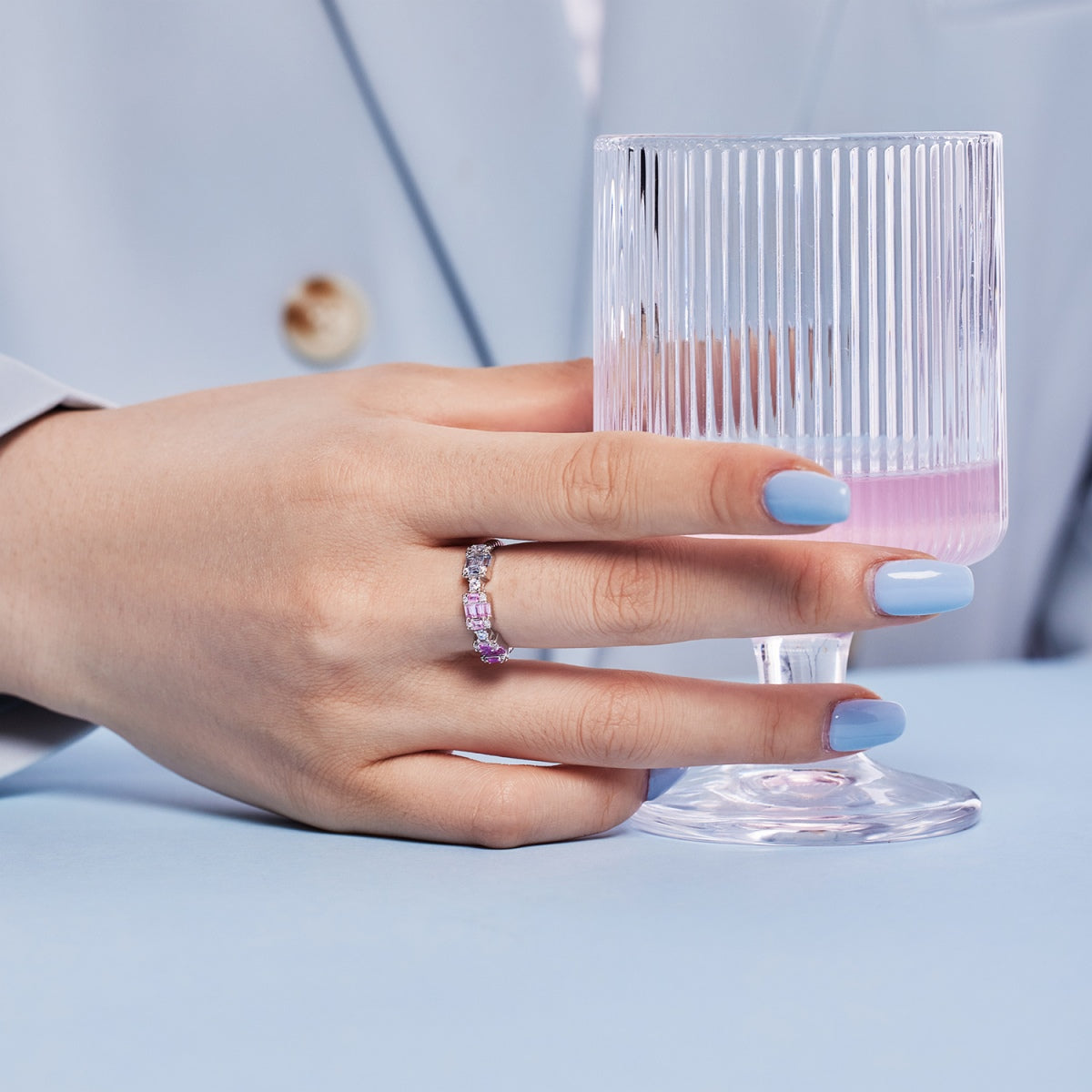 [Lora-Jewelry]ユニークなカラフルなエメラルドカットのパーティーリング