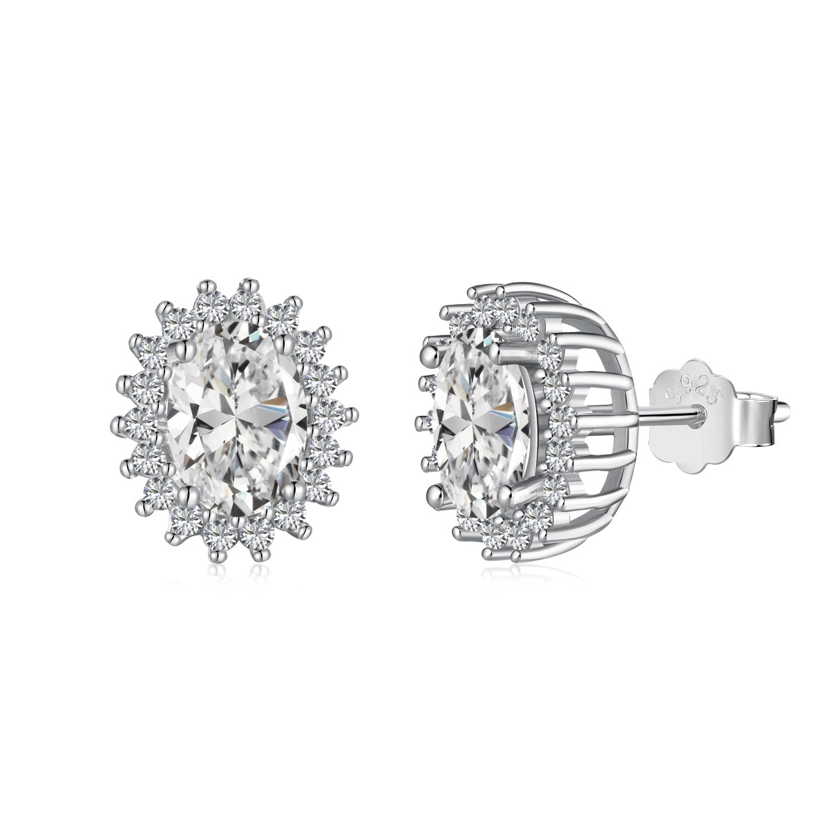 [Lora-Jewelry] Boucles d'oreilles délicates à taille ovale radiante