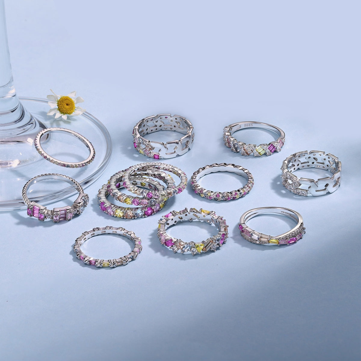 [Lora-Jewelry] Bague quotidienne scintillante et éclatante à taille ronde
