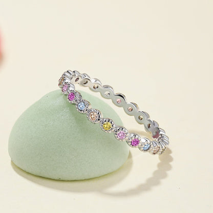 [Lora-Jewelry] Bague quotidienne scintillante et éclatante à taille ronde