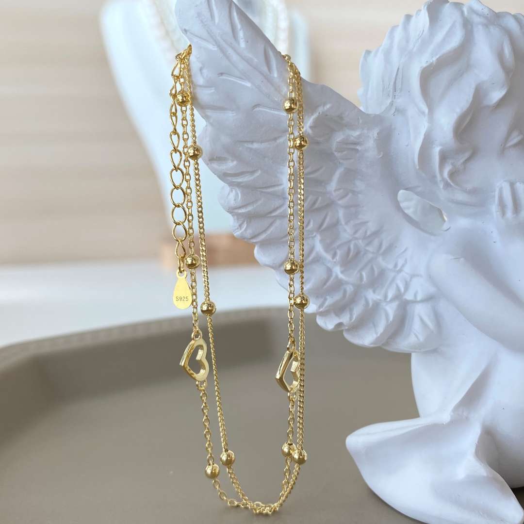 [Lora-Jewelry] Bracelet délicat double couche en forme de cœur