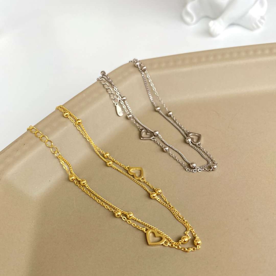 [Lora-Jewelry] Bracelet délicat double couche en forme de cœur