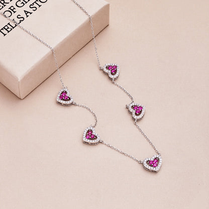 [Lora-Jewelry] Collier scintillant à cinq cœurs