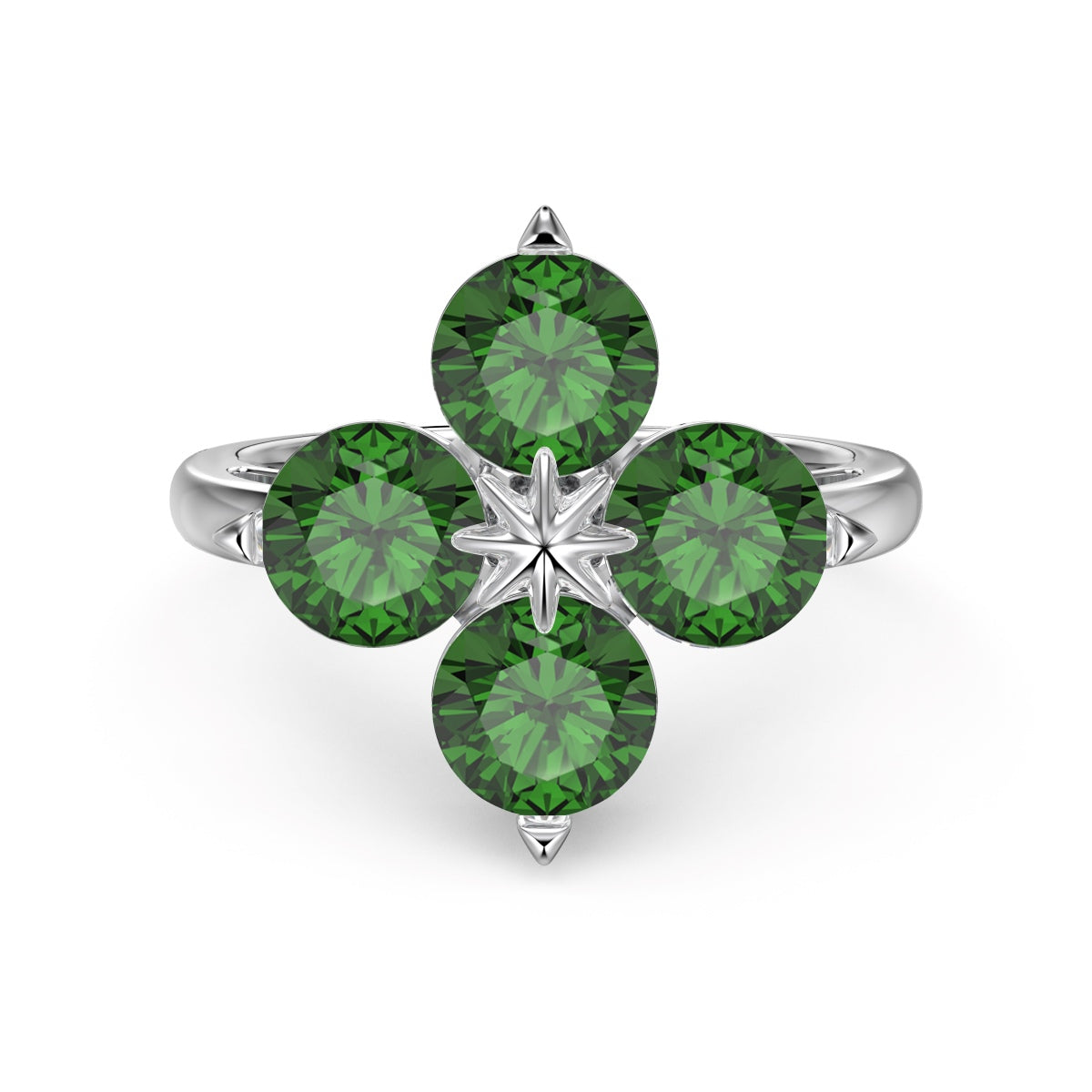 [Lora-Jewelry] Bague trèfle à quatre feuilles et étoile à huit branches