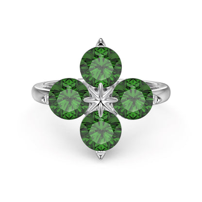 [Lora-Jewelry] Bague trèfle à quatre feuilles et étoile à huit branches