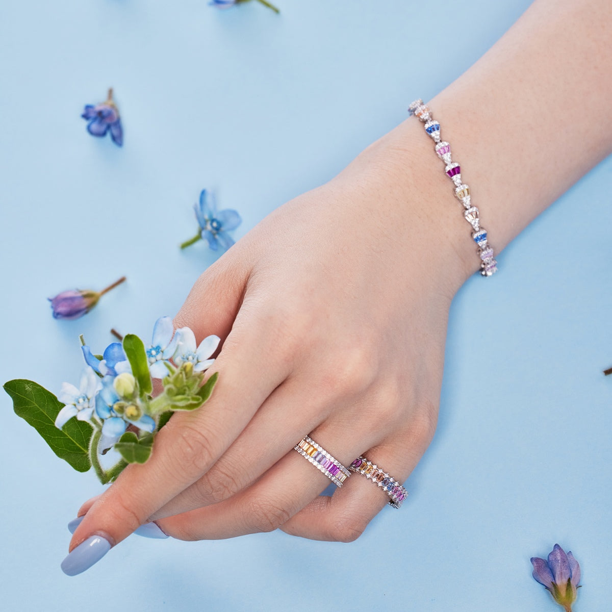 [Lora-Jewelry] Bague quotidienne délicate en émeraude kaléidoscopique