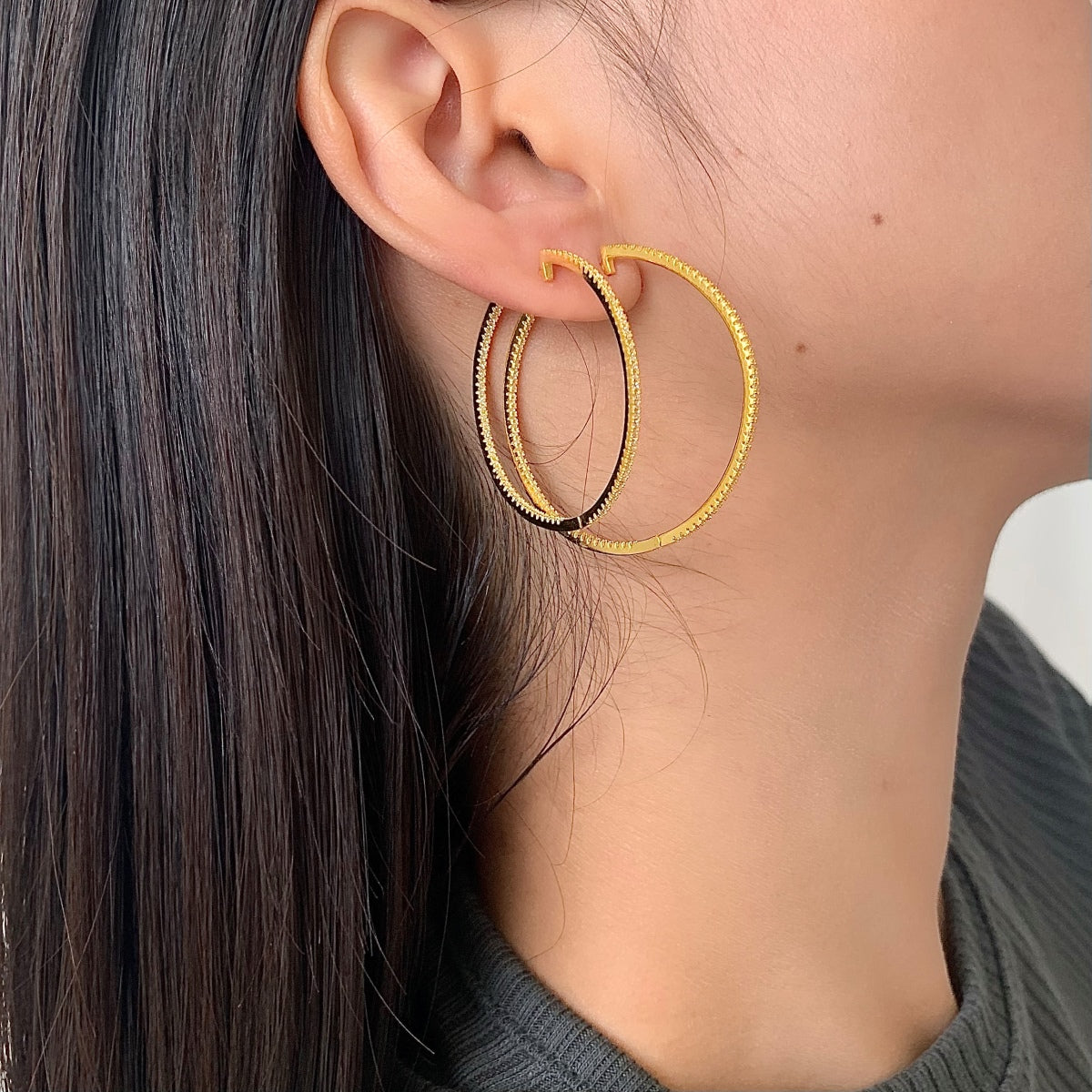 [Lora-Jewelry] Boucles d'oreilles créoles larges et populaires