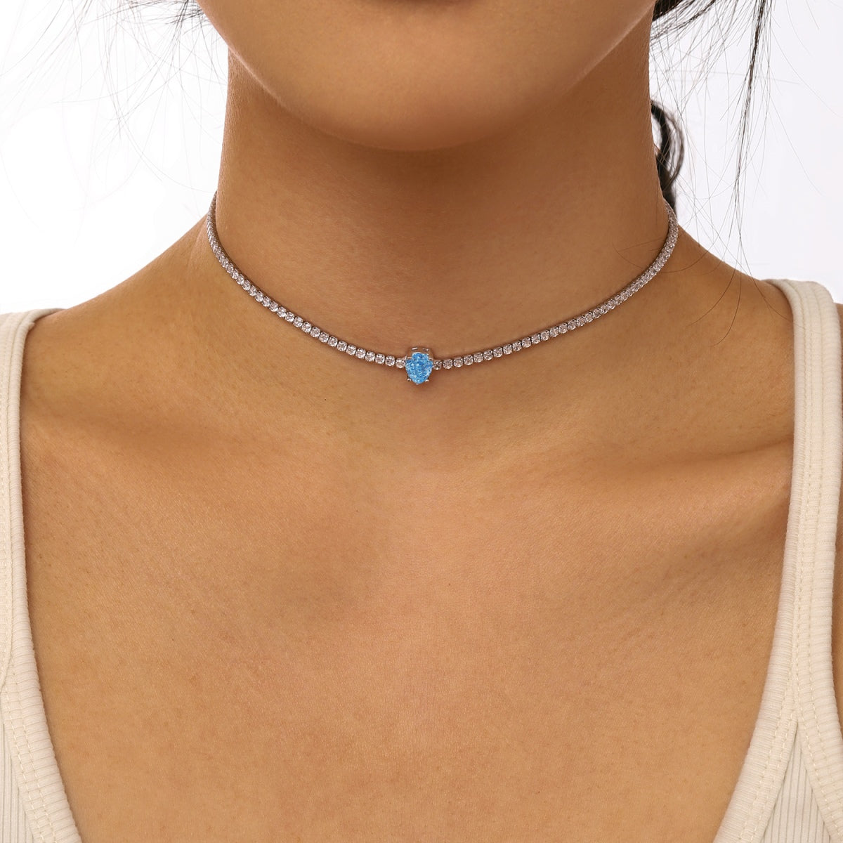 [Lora-Jewelry] Collier tennis unique taille poire de 1,0 carat