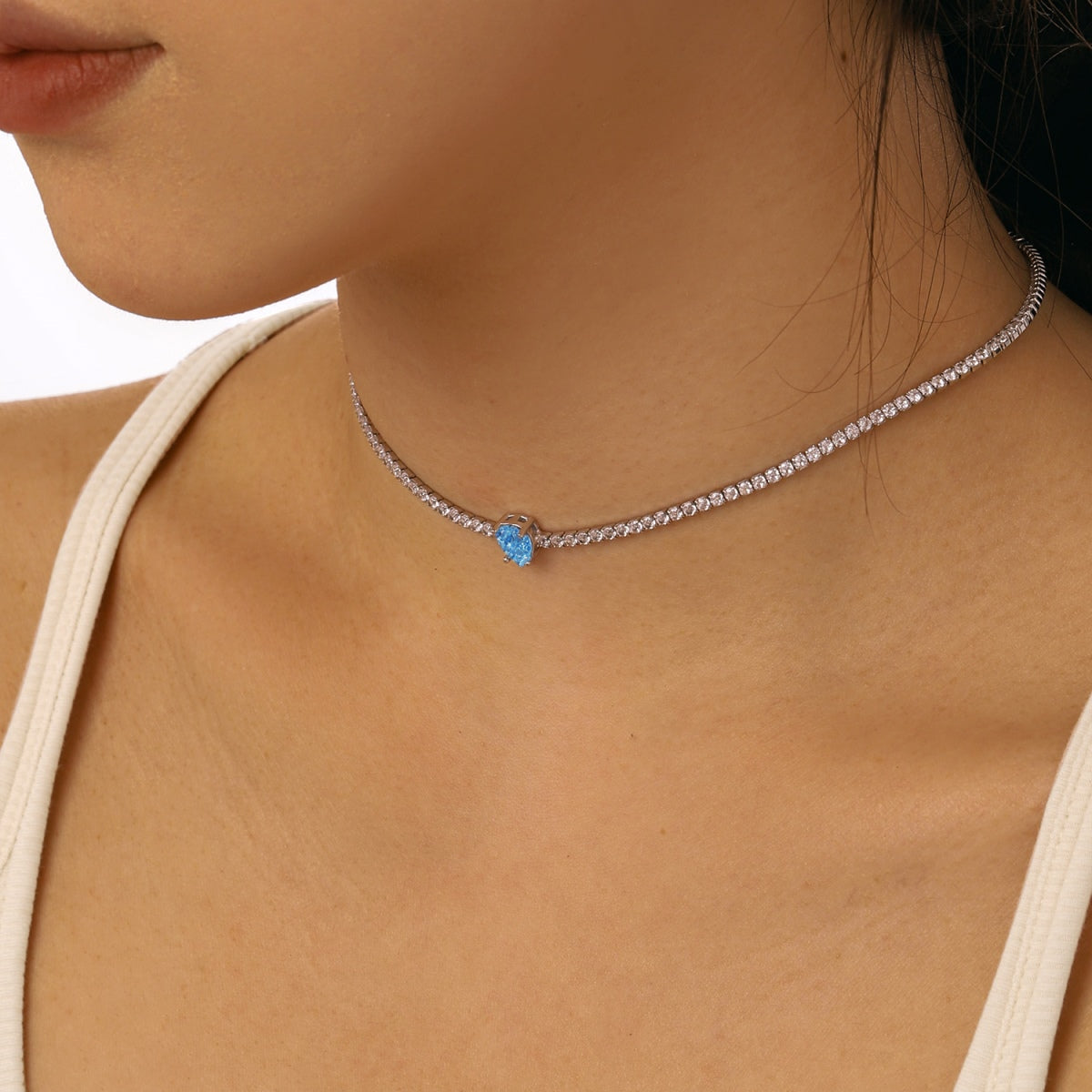 [Lora-Jewelry] Collier tennis unique taille poire de 1,0 carat