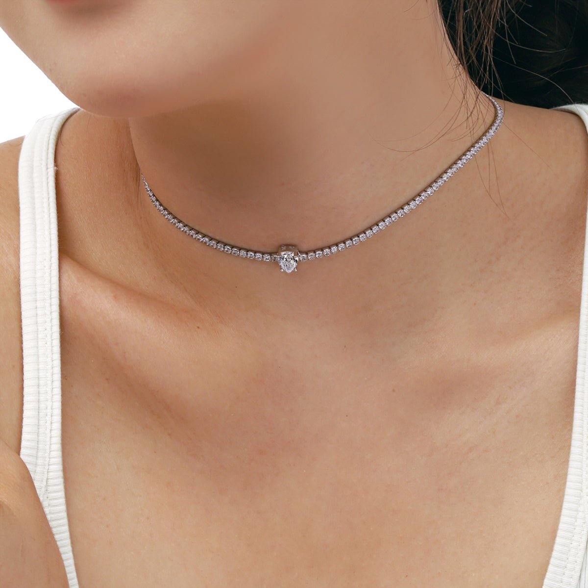 [Lora-Jewelry] Collier tennis unique taille poire de 1,0 carat