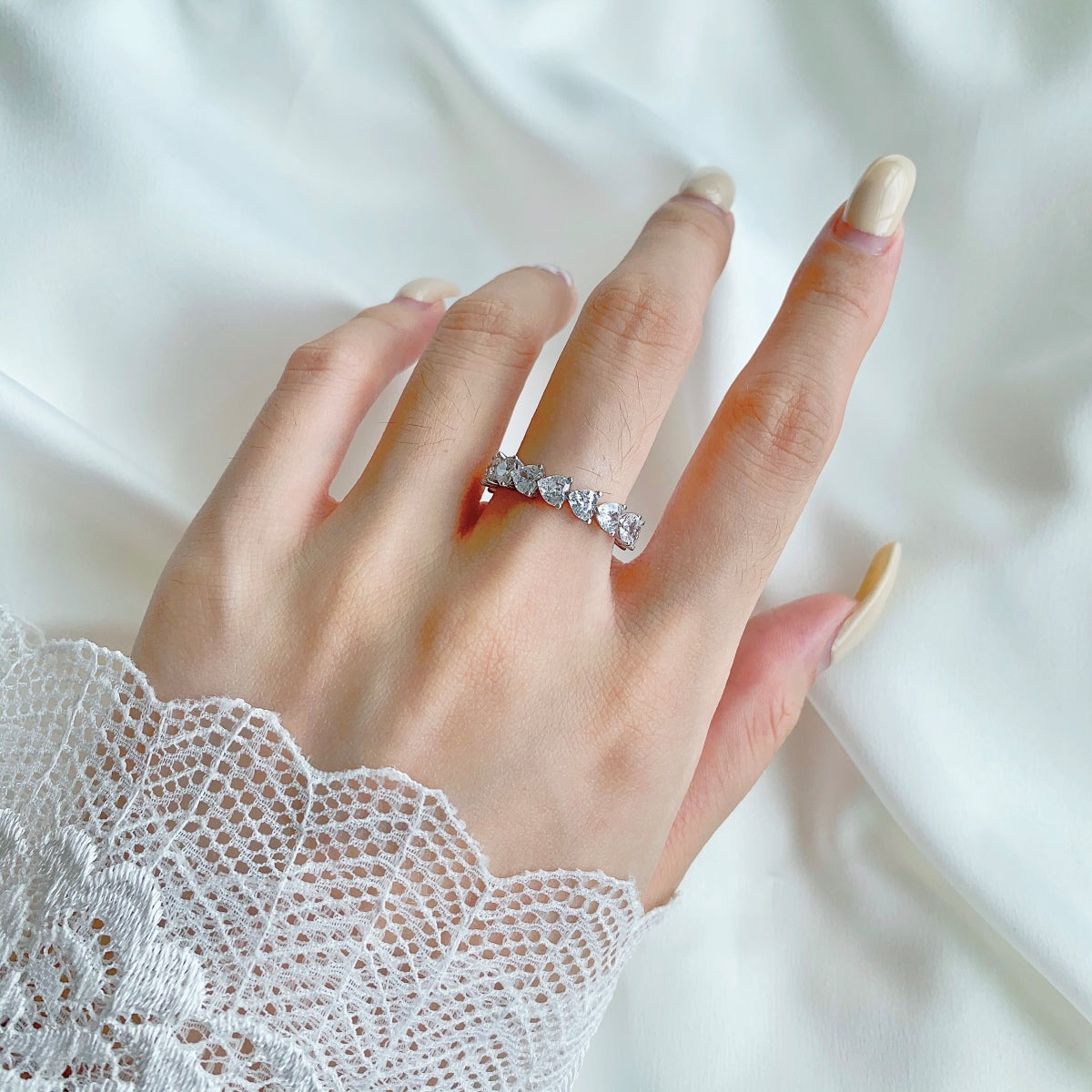 [Lora-Jewelry] Bague d'amoureux taille cœur 0,25 carat, style romantique radieux