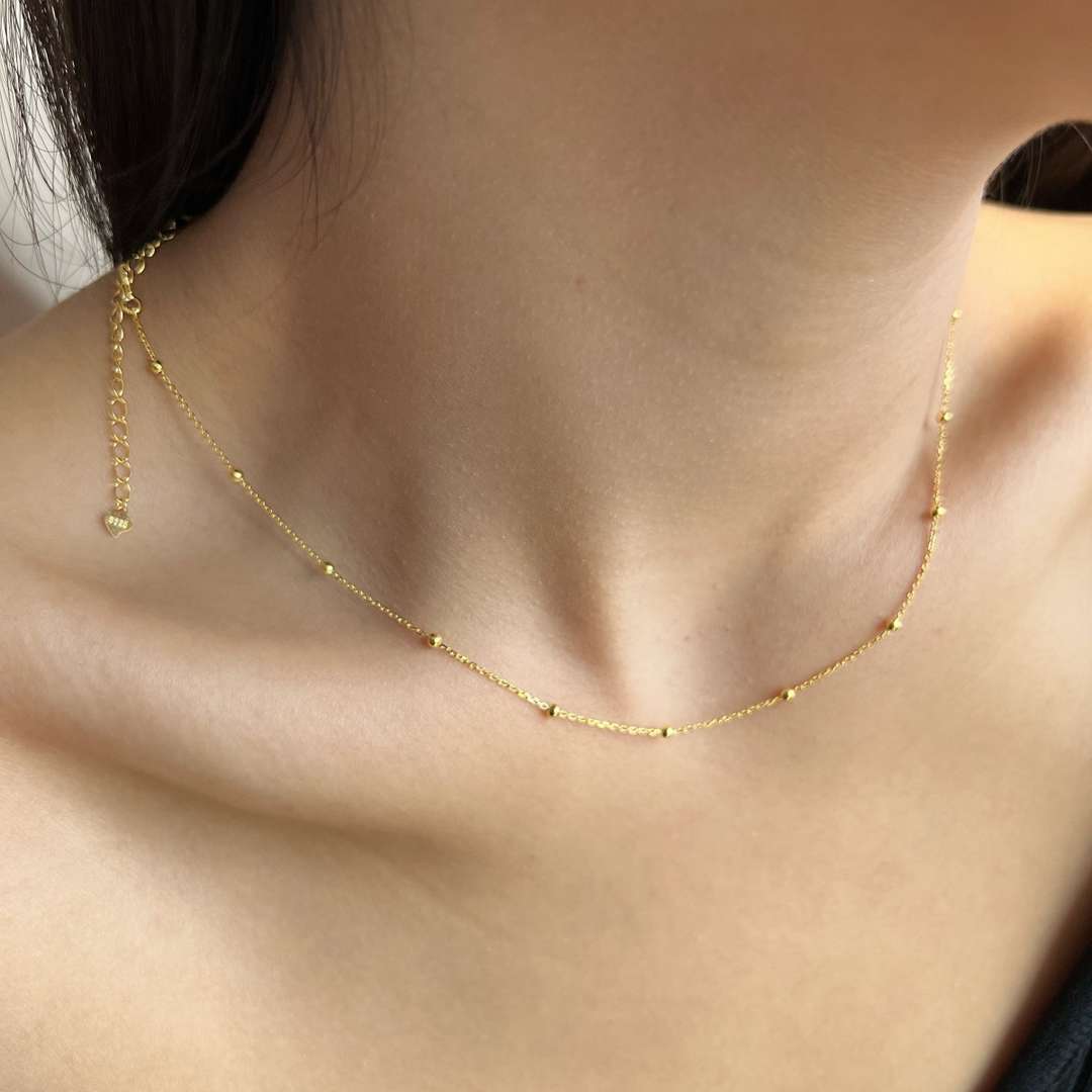 [Lora-Jewelry] Collier simple à petite chaîne de clavicule en perles