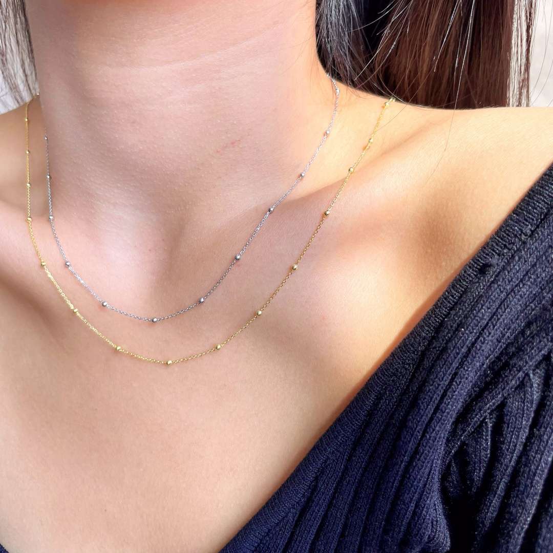 [Lora-Jewelry] Collier simple à petite chaîne de clavicule en perles