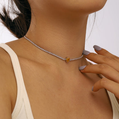 [Lora-Jewelry] Collier tennis unique taille poire de 1,0 carat