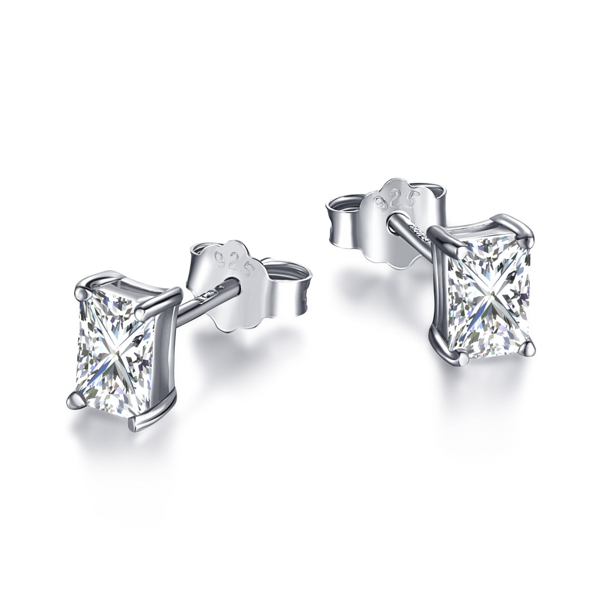 [Lora-Jewelry] Boucles d'oreilles à tige rectangulaires brillantes et élégantes avec pierre centrale