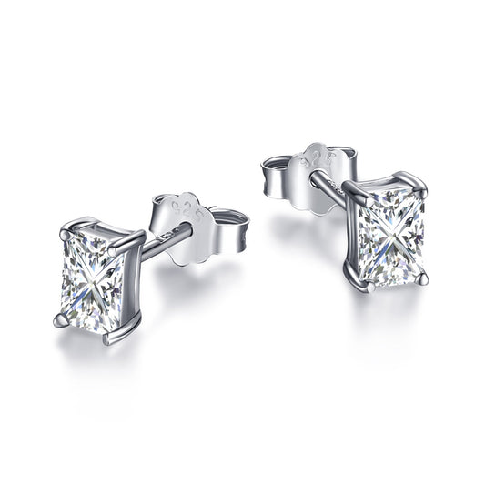 [Lora-Jewelry] Boucles d'oreilles à tige rectangulaires brillantes et élégantes avec pierre centrale