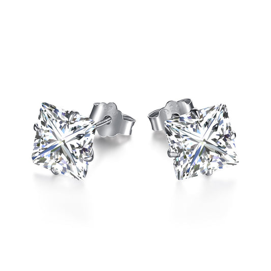 [Lora-Jewelry] Boucles d'oreilles à tige élégantes et brillantes avec pierre centrale carrée