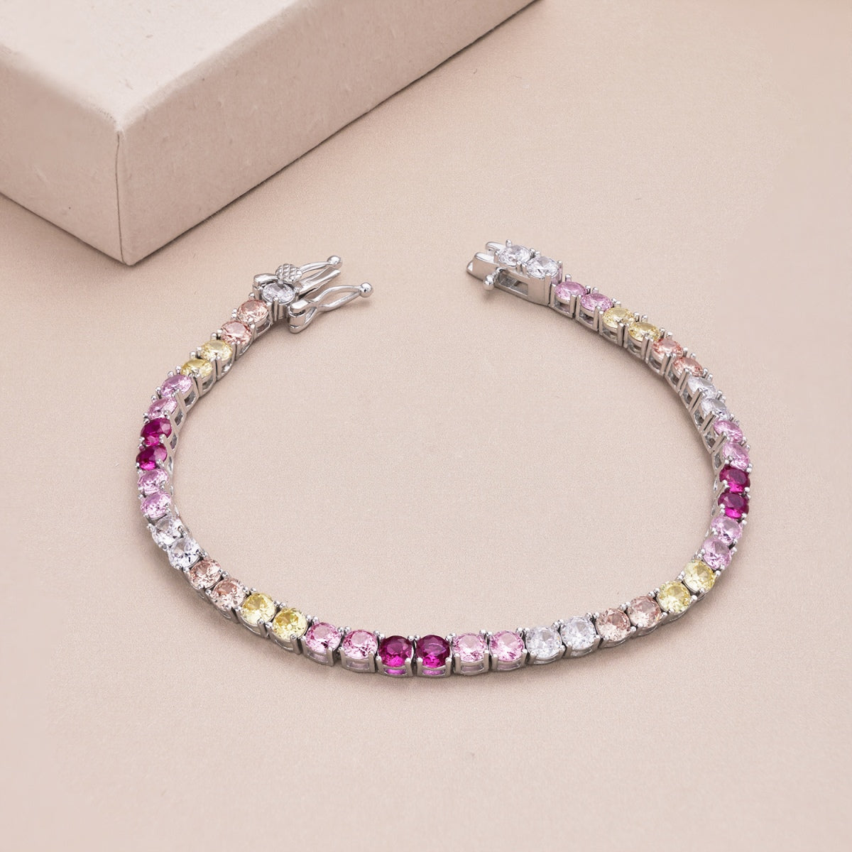 [Lora-Jewelry] Bracelet tennis rond coloré et éclatant