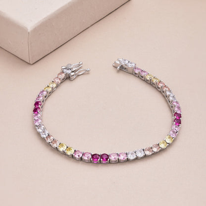 [Lora-Jewelry] Bracelet tennis rond coloré et éclatant
