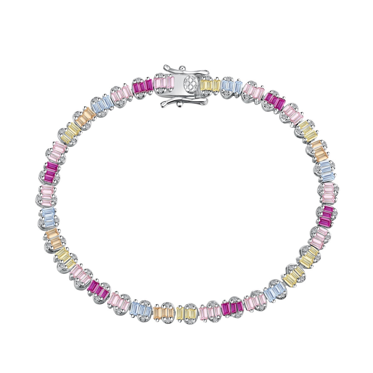 [Lora-Jewelry]繊細でカラフルなエメラルドカットのパーティーブレスレット