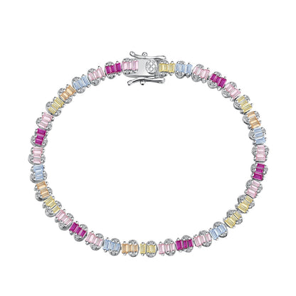 [Lora-Jewelry]繊細でカラフルなエメラルドカットのパーティーブレスレット