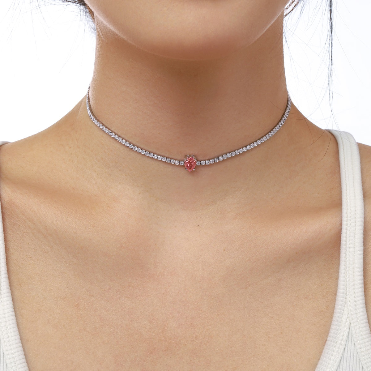 [Lora-Jewelry] Collier tennis unique taille poire de 1,0 carat