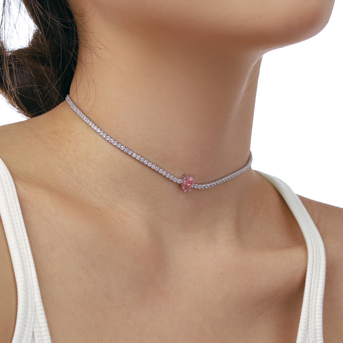 [Lora-Jewelry] Collier tennis unique taille poire de 1,0 carat