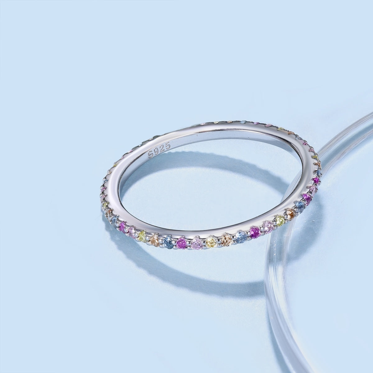 [Lora-Jewelry] Bague de tennis ronde colorée et ornée