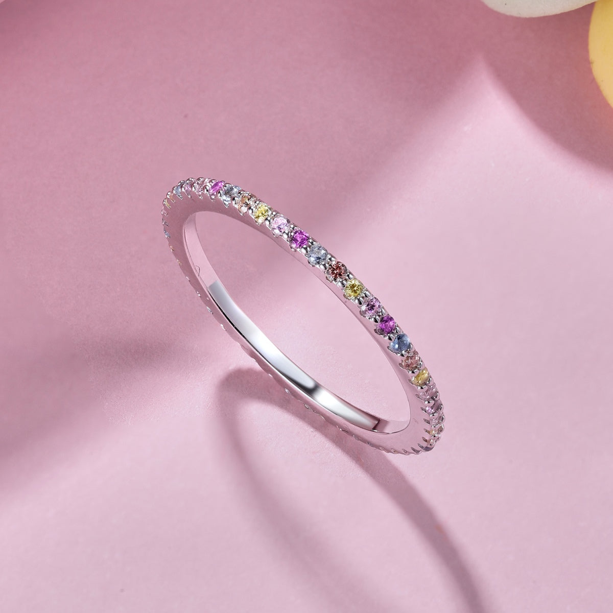 [Lora-Jewelry] Bague de tennis ronde colorée et ornée