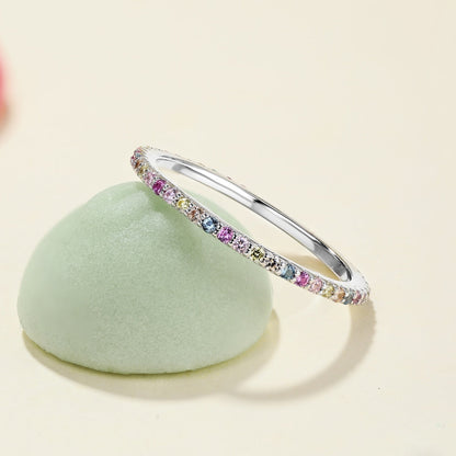[Lora-Jewelry] Bague de tennis ronde colorée et ornée