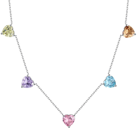 [Lora-Jewelry] Collier scintillant en forme de cœur coloré
