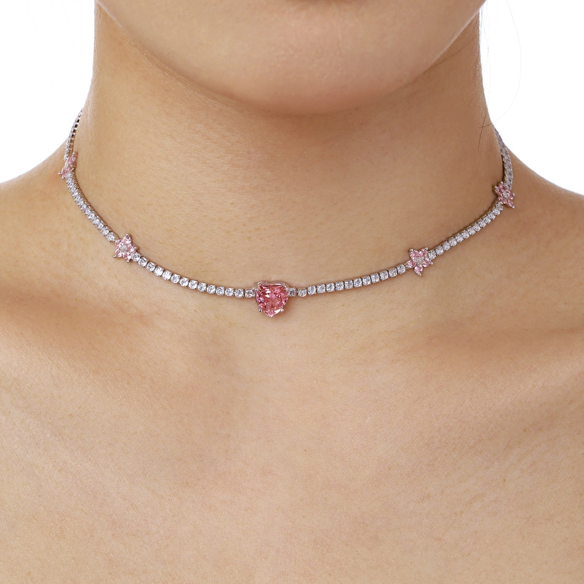 [Lora-Jewelry] Collier éblouissant en forme de cœur rose