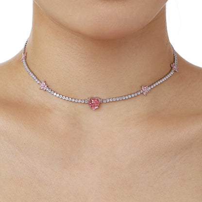 [Lora-Jewelry] Collier éblouissant en forme de cœur rose