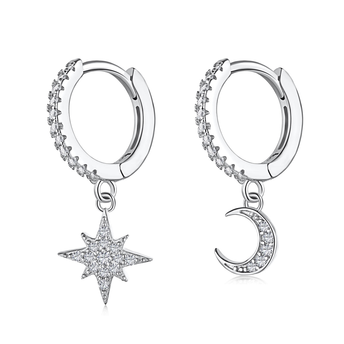 [Lora-Jewelry]Boucles d'oreilles asymétriques étoile et lune