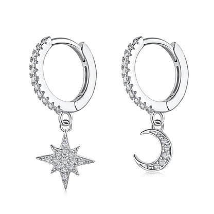 [Lora-Jewelry]Boucles d'oreilles asymétriques étoile et lune