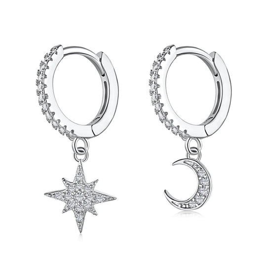 [Lora-Jewelry]Boucles d'oreilles asymétriques étoile et lune