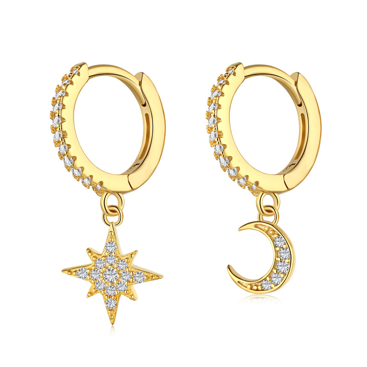 [Lora-Jewelry]Boucles d'oreilles asymétriques étoile et lune