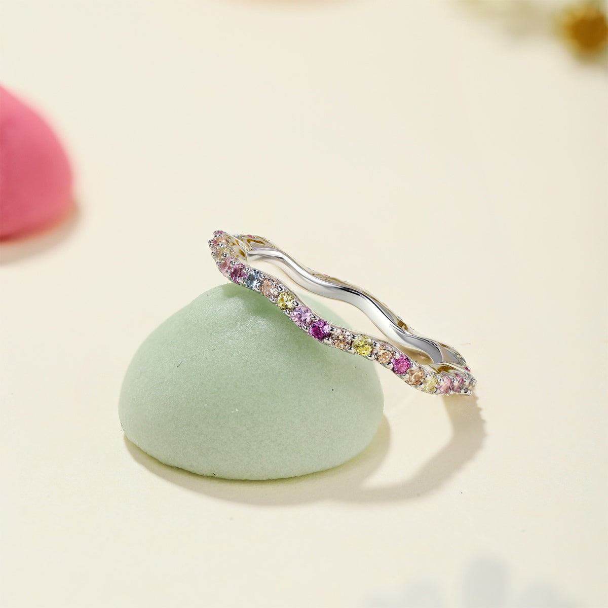 [Lora-Jewelry] Bague de fête ronde colorée et délicate