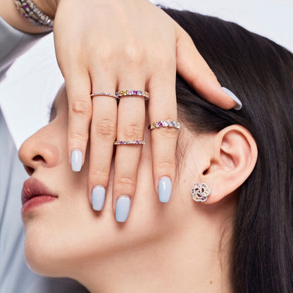 [Lora-Jewelry]ユニークな輝きを放つラウンドカットのデイリーリング