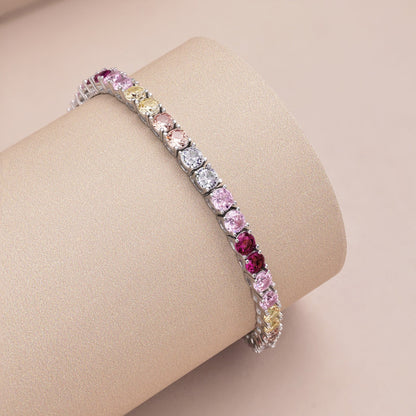 [Lora-Jewelry] Bracelet tennis rond coloré et éclatant