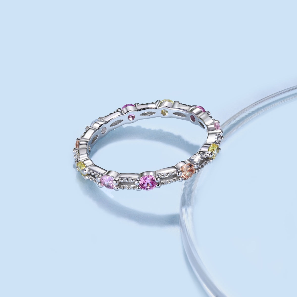 [Lora-Jewelry] Bague tennis ronde colorée et scintillante